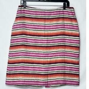 Talbot Women 12 Pink/Green Striped 100% Linen Vacation Summer Cruise Skirt